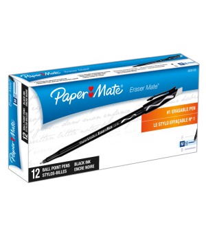 Eraser Mate® Pen, Black, 12-Pack