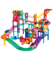 2-in-1 Magnetic Marble Run Set & Racing Track Set, 108 Pieces
