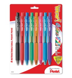 WOW! Retractable Ball Point Pens, 8-pack assorted