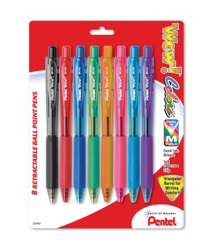 WOW! Retractable Ball Point Pens, 8-pack assorted