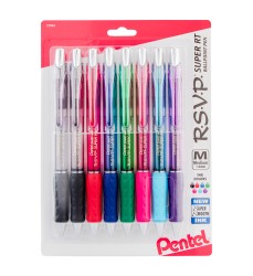 R.S.V.P.® Super RT Retractable Ballpoint Pen, Assorted, Pack of 8