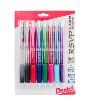 R.S.V.P.® Super RT Retractable Ballpoint Pen, Assorted, Pack of 8