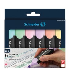 Job Pastel Highlighter, 1 + 5 mm Chisel Tip, 6 Assorted Ink Colors (Turquoise, Mint, Lavender, Light Pink, Peach, Vanilla)