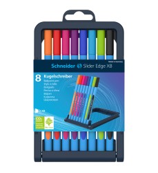 Slider Edge XB Ballpoint Pen, 1.4 mm, 8 Assorted Ink Colors in Adjustable Case Stand