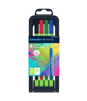 Line-Up Fineliner Pen, 0.4 mm, Adjustable Case Stand, 4 Assorted Ink Colors