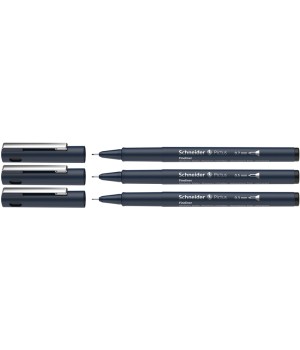 Pictus Fineliners, Wallet, 3 Pieces, Black Ink, Assorted Sizes