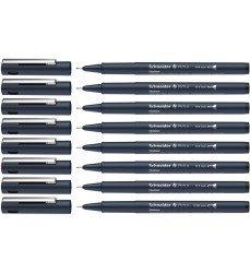 Pictus Fineliners, Wallet, 8 Pieces, Black Ink, Assorted Sizes