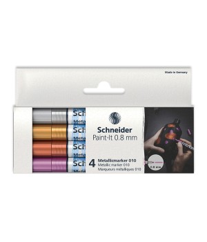 Paint-It 010 Metallic Markers, 0.8 mm Tip, Wallet, 4 Assorted Ink Colors (Set 1)