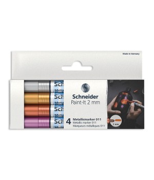 Paint-It 011 Metallic Markers, 2 mm Tip, Wallet, 4 Assorted Ink Colors (Set 1)