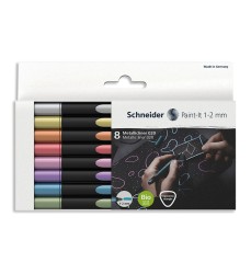 Paint-It 020 Metallic Liners, 1-2 mm Tip, Wallet, 8 Assorted Ink Colors