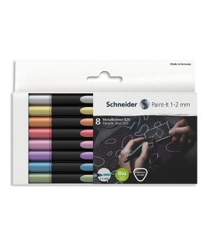 Paint-It 020 Metallic Liners, 1-2 mm Tip, Wallet, 8 Assorted Ink Colors