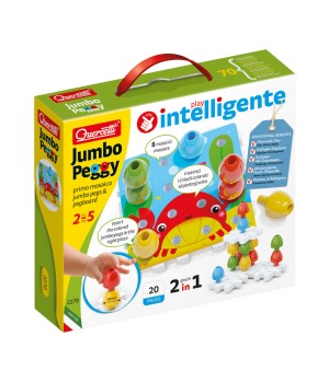 Jumbo Peggy Small - Stacking Peg Toy with Illustrated Cards and 4 Linking Boards