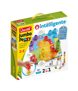Jumbo Peggy Medium - Stacking Peg Toy with Illustrated Cards and 9 Linking Boards and 36 Pegs