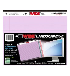 Legal Pad, Landscape, Assorted 3-Pack (Orchid, Blue, Pink)