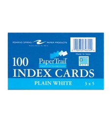 Index Cards, 3" x 5", Unruled, Pack of 100