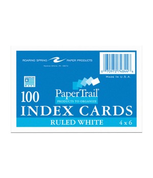 Index Cards, 4" x 6", Ruled, Pack of 100