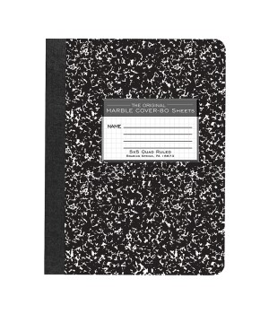 Composition Book, 5x5 Graph, 80 Sheets, 9.75" x 7.5", Black Marble