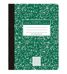 Composition Book, 5x5 Graph, 100 Sheets, 9.75" x 7.5", Green Marble