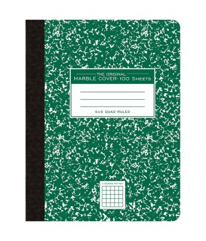 Composition Book, 5x5 Graph, 100 Sheets, 9.75" x 7.5", Green Marble
