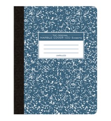 Composition Book, Unruled, 100 Sheets, 9.75" x 7.5", Blue Marble