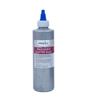 Washable Glitter Glue, 8 oz., Silver
