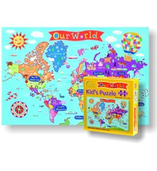 Kid's Jigsaw Puzzle, World, 13" x 19", 100 Pieces