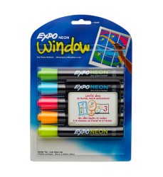 Neon Dry Erase Marker, Bullet Tip, Assorted, Pack of 5