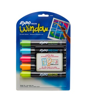 Neon Dry Erase Marker, Bullet Tip, Assorted, Pack of 5