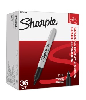 Permanent Markers, Fine Point, Black, 36 Count