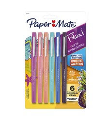 Flair Felt Tip Pens, Medium Point (0.7mm), Tropical Colors, 6 Count