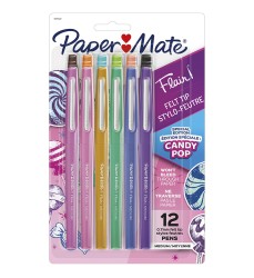 Flair Felt Tip Pens, Medium Point, Candy Pop Pack, 12 Count