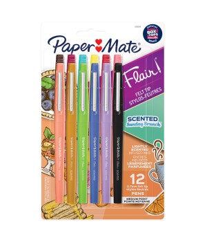 Flair, Scented Felt Tip Pens, Assorted Sunday Brunch Scents & Colors, 0.7mm, 12 Count
