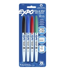 Vis-à-Vis Wet Erase Marker Set, 4 Colors, Fine Tip