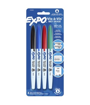 Vis-à-Vis Wet Erase Marker Set, 4 Colors, Fine Tip