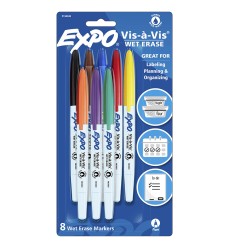 Vis-à-Vis Wet Erase Marker Set, 8 Colors, Fine Tip