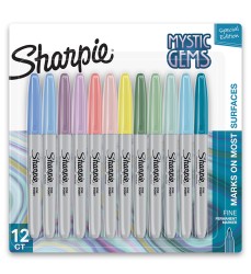 Permanent Markers, Fine Point, Mystic Gem Colors, 12 Count