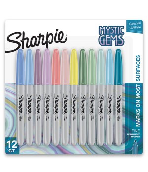 Permanent Markers, Fine Point, Mystic Gem Colors, 12 Count