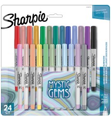 Permanent Markers, Ultra Fine Point, Mystic Gem Colors, 24 Count