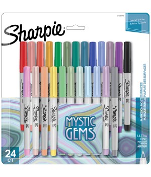 Permanent Markers, Ultra Fine Point, Mystic Gem Colors, 24 Count