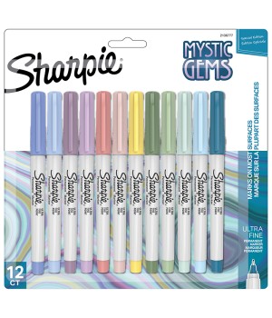 Permanent Markers, Ultra Fine Point, Mystic Gem Colors, 12 Count