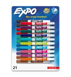 Dry Erase Markers, Whiteboard Markers with Low Odor Ink, Fine Tip, Assorted Vibrant Colors, 21 Count