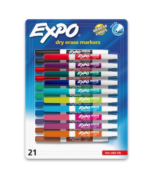 Dry Erase Markers, Whiteboard Markers with Low Odor Ink, Fine Tip, Assorted Vibrant Colors, 21 Count