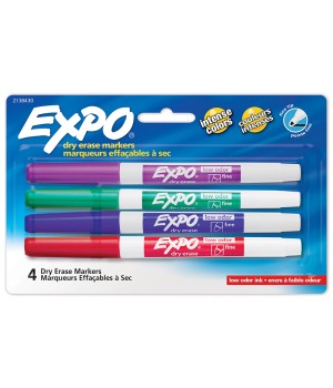 Dry Erase Markers, Whiteboard Markers with Low Odor Ink, Fine Tip, Assorted Vibrant Colors, 4 Count