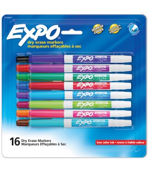 Dry Erase Markers, Whiteboard Markers with Low Odor Ink, Fine Tip, Assorted Vibrant Colors, 16 Count