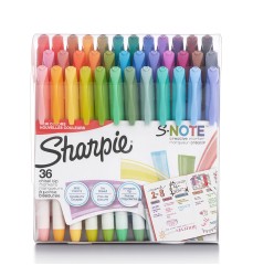 S-Note Creative Markers, Highlighters, Assorted Colors, Chisel Tip, 36 Count
