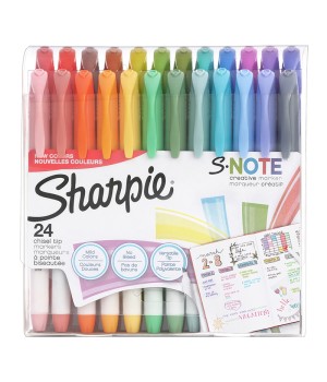 S-Note Creative Markers, Highlighters, Assorted Colors, Chisel Tip, 24 Count