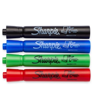 Flip Chart® Markers, Bullet Tip, Assorted Colors, Pack of 4