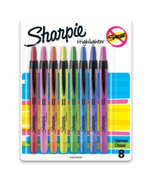 Retractable Highlighters, Chisel Tip, Assorted, 8 Count