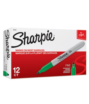 Fine Point Permanent Marker, Green, Box of 12