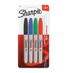 Fine Point Permanent Markers, Assorted, Set of 4